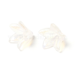 透明なアクリルビーズキャップ  5  - 花びらの花  ホワイト  16x16.5x13mm  穴：1.4mm&nbsp;OACR-A020-01