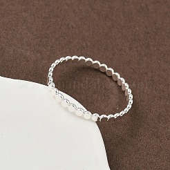 925 Sterling Silver Flat Beaded Finger Rings for Women&nbsp;RJEW-NH0002-01B-S
