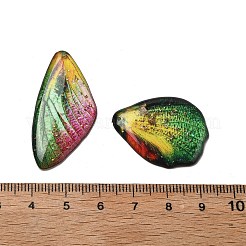 透明エポキシ樹脂製蝶の羽ペンダント4個  金箔＆グリッターパウダー入り  グリーン  29~39.5x18.5~23x2.5~3mm  穴：1.1mm&nbsp;RESI-C057-05A
