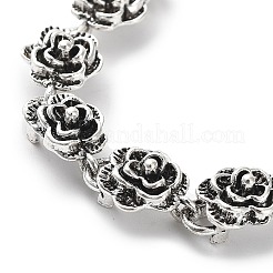 Vintage Alloy Rose Flower Link Chain Bracelet for Women&nbsp;BJEW-A140-01AS