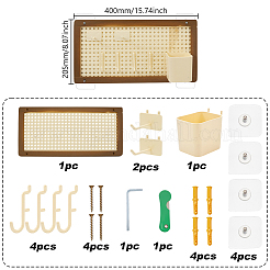 Bamboo & Plastic Rattan Hole Board Jewelry Display Stands&nbsp;ODIS-GA0001-89