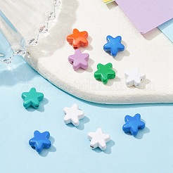 塗装合金ビーズをスプレー  スター  ミックスカラー  7x8x3.5mm  穴：1~1.2mm&nbsp;PALLOY-YW0001-62