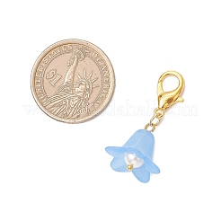 アクリル＆シェルパールフラワーペンダントデコレーション5個  亜鉛合金カニカン付き  ミックスカラー  36.5mm&nbsp;HJEW-JM03261-01