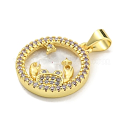 Brass Micro Pave Clear Cubic Zirconia Pendants&nbsp;KK-K354-04G-06