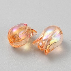透明UVメッキアクリルビーズ  虹色の  チューリップ  砂茶色  16x12mm  穴：2.8mm&nbsp;TACR-TAC0001-09B-01