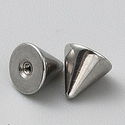 ステンレス鋼のピアスキャッチ  コーンイヤーバック  ステンレス鋼色  5x5mm  穴：0.8mm&nbsp;STAS-WH20010-007P-03