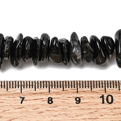 天然石ブラックトルマリンビーズ連売り  ナゲット  8~17.5x7~14x2~5mm  穴：0.8mm  15.55~15.94''（39.5~40.5センチメートル）&nbsp;G-A285-A07-01
