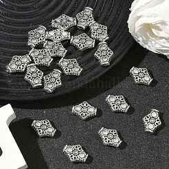チベットの銀合金ビーズ  鉛フリー＆カドミウムフリー  菱形  アンティークシルバー  約15mm長  12.5広い  厚さ4.5mm  穴：1.5mm&nbsp;X-LF10426Y