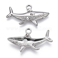 304ステンレスペンダント  サメチャーム  ステンレス鋼色  17.5x32x3.5mm  穴：2.2mm&nbsp;STAS-WH0047-56S