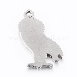 変色しにくい304ステンレススチールペンダント  フクロウ  ステンレス鋼色  24x14x2.5mm  穴：2mm&nbsp;STAS-E421-093P