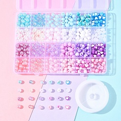 DIY ラウンドビーズブレスレット作成キット  弾性クリスタル糸を含む  アクリル＆ABSプラスチックビーズ  ミックスカラー  0.5mm&nbsp;DIY-FS0008-80