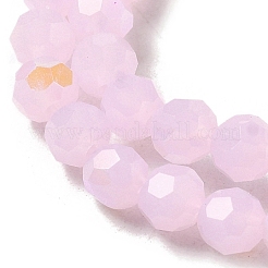 ジェイド風ガラスビーズ連売り  ファセット（32ファセット）  ラウンド  パールピンク  4mm  穴：0.8mm  約93~95個/連  14.37~14.49インチ（36.5~36.8cm）&nbsp;X-EGLA-A035-J4mm-L02