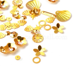 プラスチックスパンコールビーズ  スパンコールビーズ  混合図形  ゴールド  4~19x4~13x0.1mm  穴：1~3.9mm&nbsp;DIY-P025-05I
