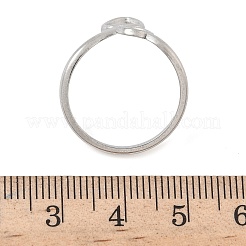 女性用304ステンレススチールオープンカフリング  ハート  ステンレス鋼色  usサイズ7 1/2(17.7mm)&nbsp;RJEW-A079-05B-P