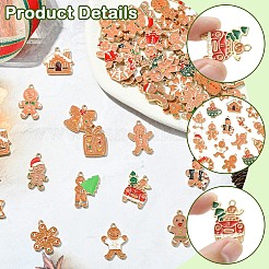 50個 25スタイル クリスマステーマ 合金エナメルペンダント  ライトゴールド  混合図形  19~27x11~22x1.5~2mm  穴：1.6~1.8mm  2個/スタイル&nbsp;ENAM-YW0006-24