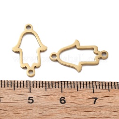 304 ステンレススチール製中空ハムサハンドコネクタチャーム  イオンプレーティング（ip）  14KGP本金メッキ  19x11.5x1mm  穴：1.5mm&nbsp;STAS-M111-35G