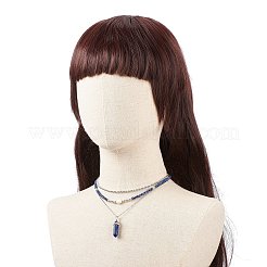 3 個 3 スタイル天然宝石 & パール & 合成ヘマタイト ビーズ ネックレス セット  女性用 304 ステンレススチールチェーン付き宝石弾丸ペンダントネックレス  16.10~16.34インチ（40.9~41.5cm）  1個/スタイル&nbsp;NJEW-JN04028