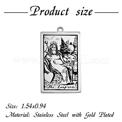22 個ステンレス鋼のペンダントタロットジュエリー切断ペンダント diy ネックレスアクセサリー  銀  40x24mm  穴：2mm&nbsp;JX559A