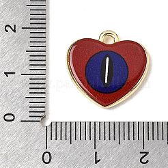 プリント合金ペンダント  ハートチャーム  長持ちメッキ  ラックめっき  ゴールドカラー  目  17x18x3mm  穴：1.6mm&nbsp;ENAM-F160-06A-G