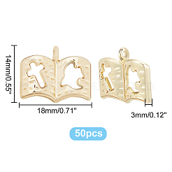 50個の合金チャーム  先生の日チャーム  長持ちメッキ  本  ライトゴールド  14x18x3mm  穴：1mm&nbsp;FIND-DC0001-87