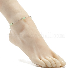 Natural Dyed White Jade & Malaysia Jade Anklets for Women&nbsp;AJEW-AN00476-05