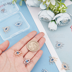 8Pcs 2 Colors Brass Micro Pave Cubic Zirconia Pendants&nbsp;KK-BBC0002-55