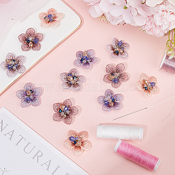 12Pcs 4 Colors 3D Flower Glass Beaded Appliques&nbsp;PATC-GF0001-47