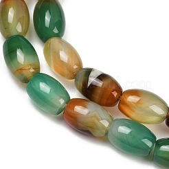 天然石瑪瑙ビーズ連売り  ライス  染め＆加熱  グリーン  11.5~12x7.5~8.5mm  穴：0.8mm  約33個/連  15.16~15.24''（38.5~38.7センチメートル）&nbsp;G-G275-A01-01