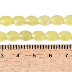 天然石レモンジェイド翡翠ビーズ連売り  多面カット  フラットオーバル  8x6x3mm  穴：0.7~0.8mm  約46~47個/連  14.96~15.16''（38~38.5センチメートル）&nbsp;G-H349-A01-11