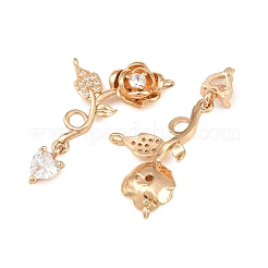 Brass Micro Pave Clear Cubic Zirconia Connector Charms&nbsp;CU-CBA2E4B-08G