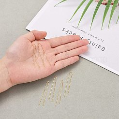 スターリングシルバーピアスパーツ  アメリカンピアス  カン付き  ゴールドカラー  100x0.65mm  穴：1~2mm&nbsp;X-STER-E051-C-01G