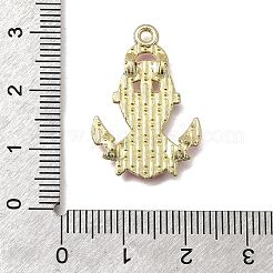 合金エナメルチャーム  ゴールドカラー  啓発リボン付きの錨  濃いピンク  27x18x1mm  穴：1.6mm&nbsp;FIND-Z094-01G-02A