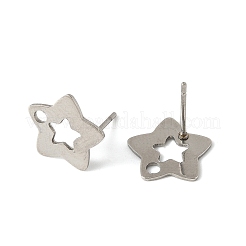 16個 4スタイル 304ステンレススチールスタッドピアス金具  16個のイヤーナット付き  ステンレス鋼色  10~14.5x8~11.5x0.8mm  穴：1.4~1.6mm  ピン：0.7~0.8mm&nbsp;STAS-FS0001-85P