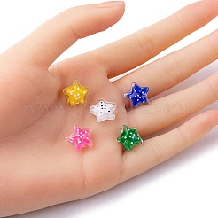 5個5色ガラスビーズ  水玉模様で  スター  ミックスカラー  12~13x12~13x6~6.5mm  穴：0.9~1mm  1pc /カラー&nbsp;LAMP-YW0001-11