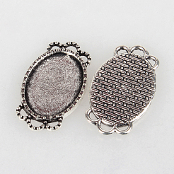 Vintage Tibetan Style Alloy Connector Cabochon Bezel Settings&nbsp;TIBE-O001-07AS