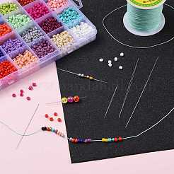 鉄の折りたたみ可能な大きな目ビーズ針  シードビーズ針  ジュエリー作りのためのビーズ刺繍針  プラチナ  55x0.5mm&nbsp;TOOL-R095-04