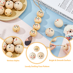 18Pcs 3 Styles Printed Wood Beads&nbsp;WOOD-DC0001-08