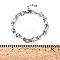 304ステンレススチールリンクチェーンブレスレット女性男性用  オーバル  ステンレス鋼色  6-7/8インチ（17.4cm）&nbsp;BJEW-A050-01P