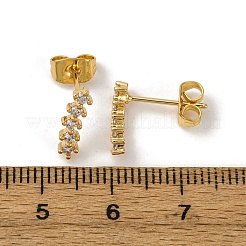 真鍮マイクロパヴェクリアキュービックジルコニアストライプスタッドピアス  18KGP本金メッキ  12x3.5mm&nbsp;EJEW-S280-01G