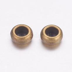 チベット風合金ビーズ  カドミウムフリー＆ニッケルフリー＆鉛フリー  ロンデル  アンティークブロンズ  10x6mm  穴：5mm&nbsp;TIBEB-48831-AB-FF