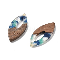 樹脂とクルミのペンダント  馬の目  シアン  38x15.5x3mm  穴：2mm  内径：16mm&nbsp;LS-FIND-R051-12G