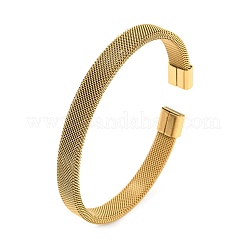 女性用304ステンレススチールワイヤーメッシュカフバングル  ゴールドカラー  ワイド：8mm  内径：2-3/8x2インチ（6.1x5cm）&nbsp;LS-BJEW-D022-01C-G