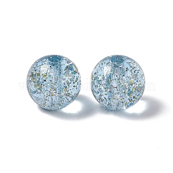 透明なアクリルビーズ  グリッターパウダー付き  ラウンド  ライトスカイブルー  15x14mm  穴：3.5mm&nbsp;OACR-C009-10C