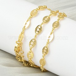 Oval with Hollow Heart Brass Link Chain Necklaces for Women&nbsp;NJEW-K271-06G