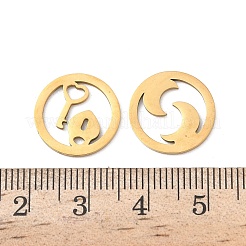 ステンレスペンダント201個  フラットラウンド  混合図形  ゴールドカラー  15x1mm  10個/袋&nbsp;LS-STAS-H246-02G