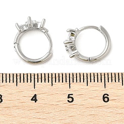真鍮クリアキュービックジルコニアフープピアス  葉  プラチナ  13.5x13.5x5.5mm&nbsp;EJEW-Q014-27P