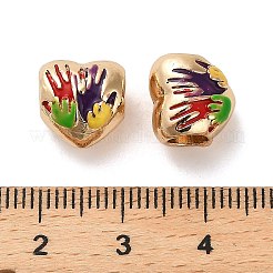 合金エナメルヨーロピアンビーズ  大穴ビーズ  手のひらと心  ゴールドカラー  10.5x10.5x8.5mm  穴：4.2mm&nbsp;FIND-Q115-07G