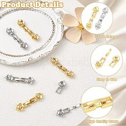 8Pcs 2 Colors Brass Micro Pave Clear Cubic Zirconia Fold Over Clasps&nbsp;KK-CJ0005-92