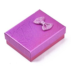 厚紙のジュエリーボックス  ネックレス用  リング  ピアス  外側に蝶結びのリボン、内側に白いスポンジが付いています  長方形  ミックスカラー  9.1~9.2x7.1~7.2x3.4~3.5cm&nbsp;CBOX-N013-016