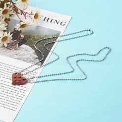 樹脂製ビルディングブロックペンダントネックレス  304ステンレススチールボールチェーン付き  サドルブラウン  17.13インチ（435mm）  2個/セット&nbsp;NJEW-JN03533-06
